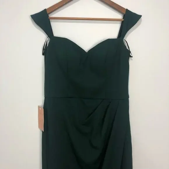 BHLDN Rossi Crepe Maxi Dress Gown Dark Green Size US 12 - Picture 3 of 14